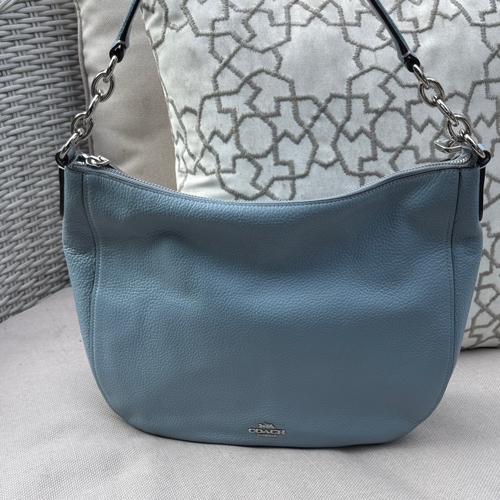 Coach Sky Blue Leather Shoulder Bag - Picture 3 of 16